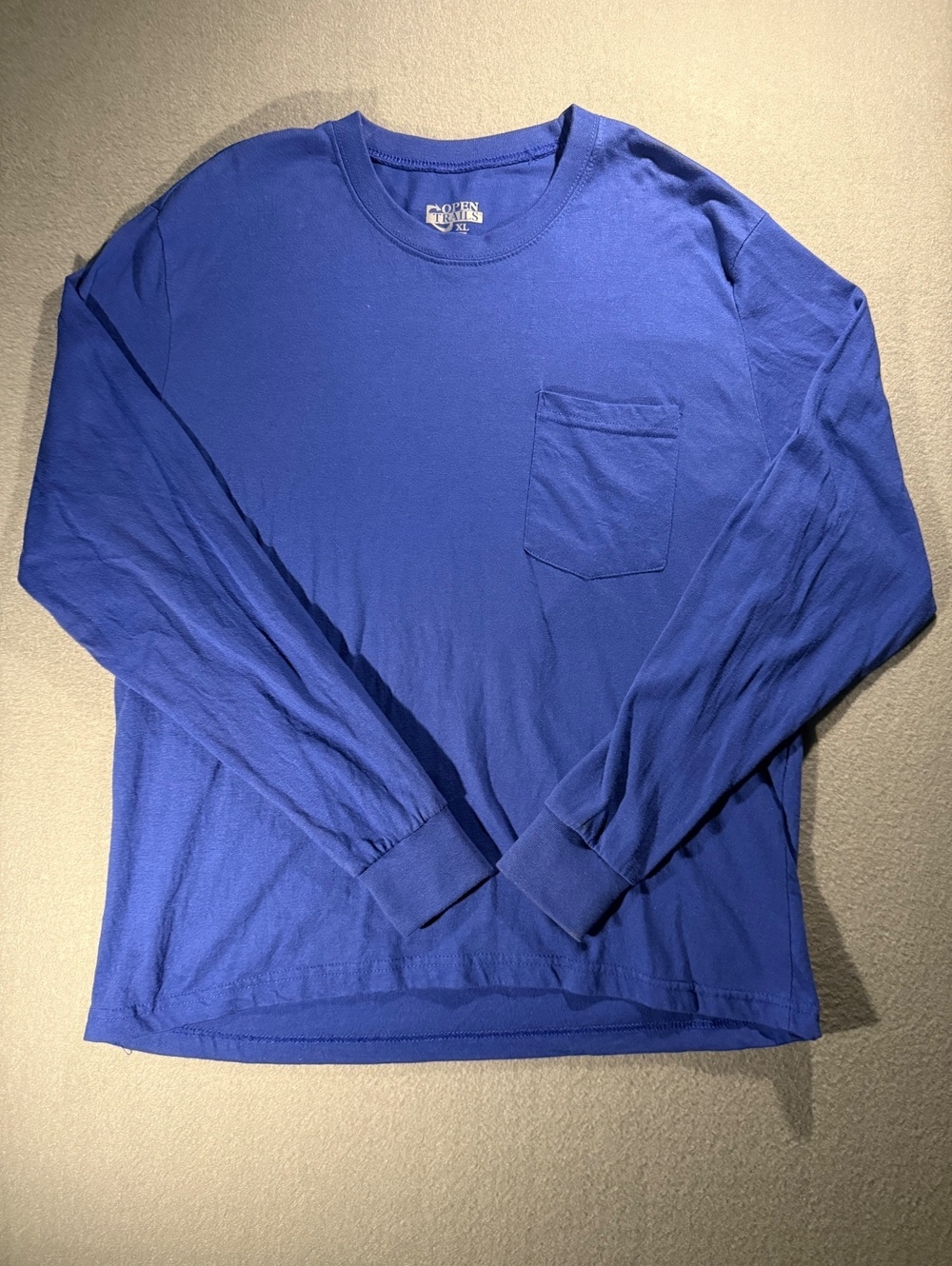 Open Trails XL Blue Long Sleeve Pocket T-Shirt
